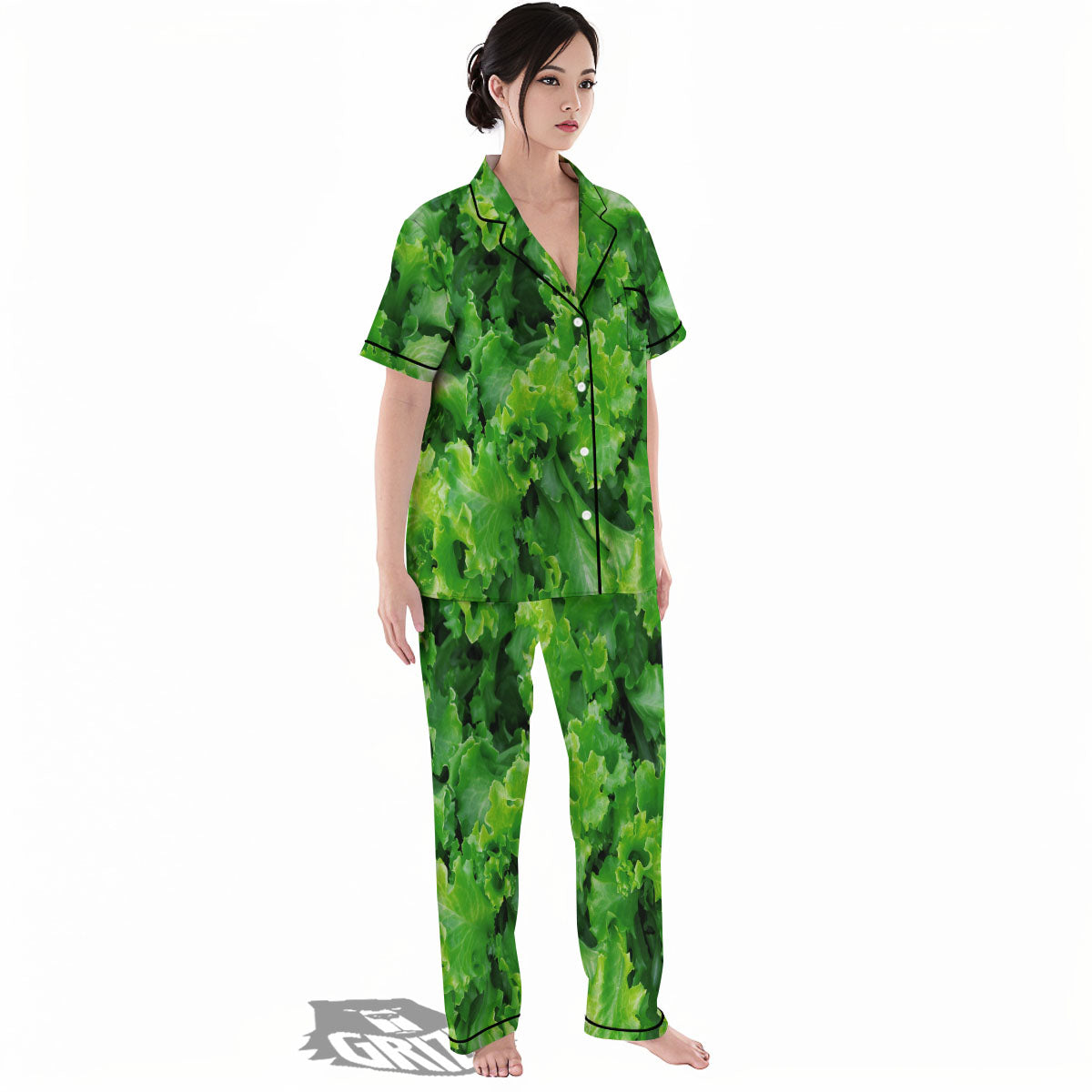 Salad Lettuce Green Print Women's Pajamas Set-grizzshop