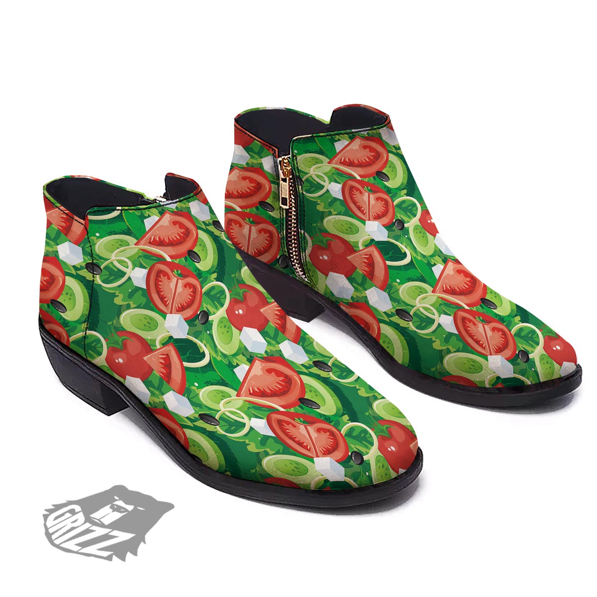 Salad Vegetable Print Pattern Ankle Boots-grizzshop