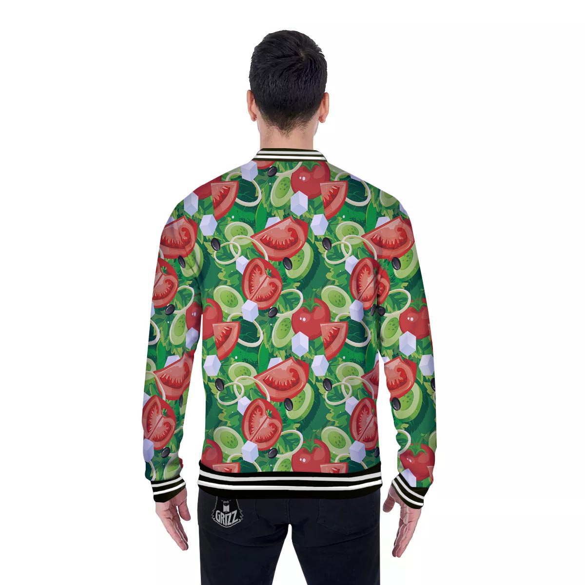 Salad Vegetable Print Pattern Baseball Jacket-grizzshop