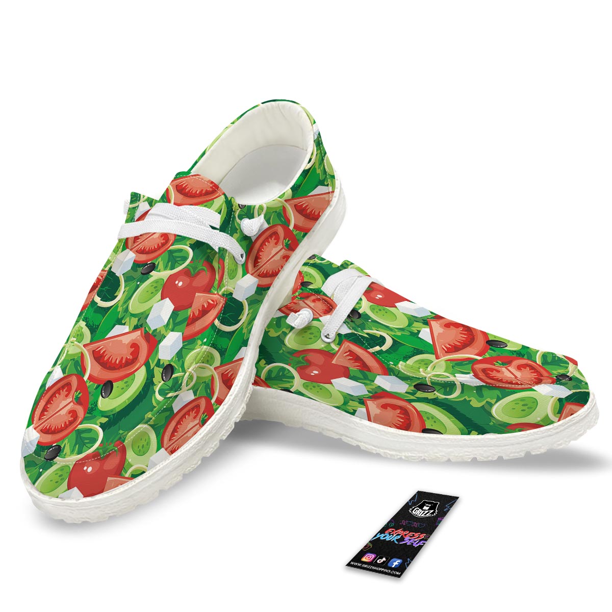 Salad Vegetable Print Pattern Black Loafers-grizzshop