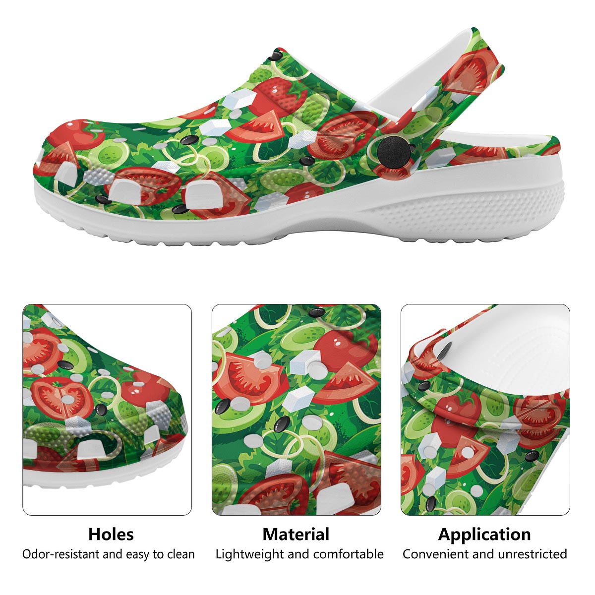 Salad Vegetable Print Pattern Clog-grizzshop