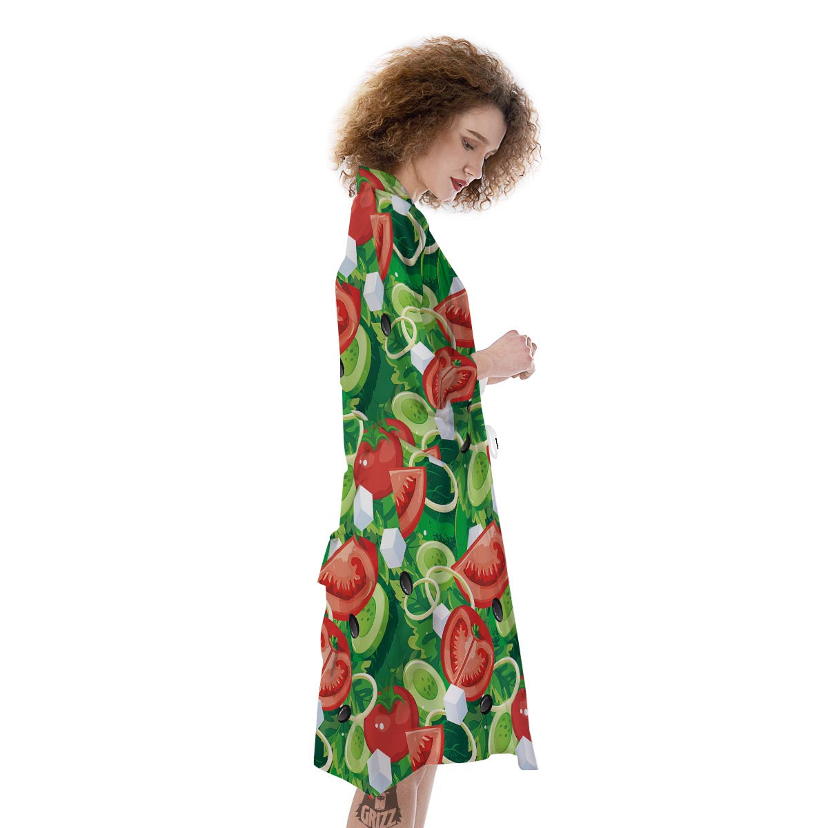 Salad Vegetable Print Pattern Kimono-grizzshop