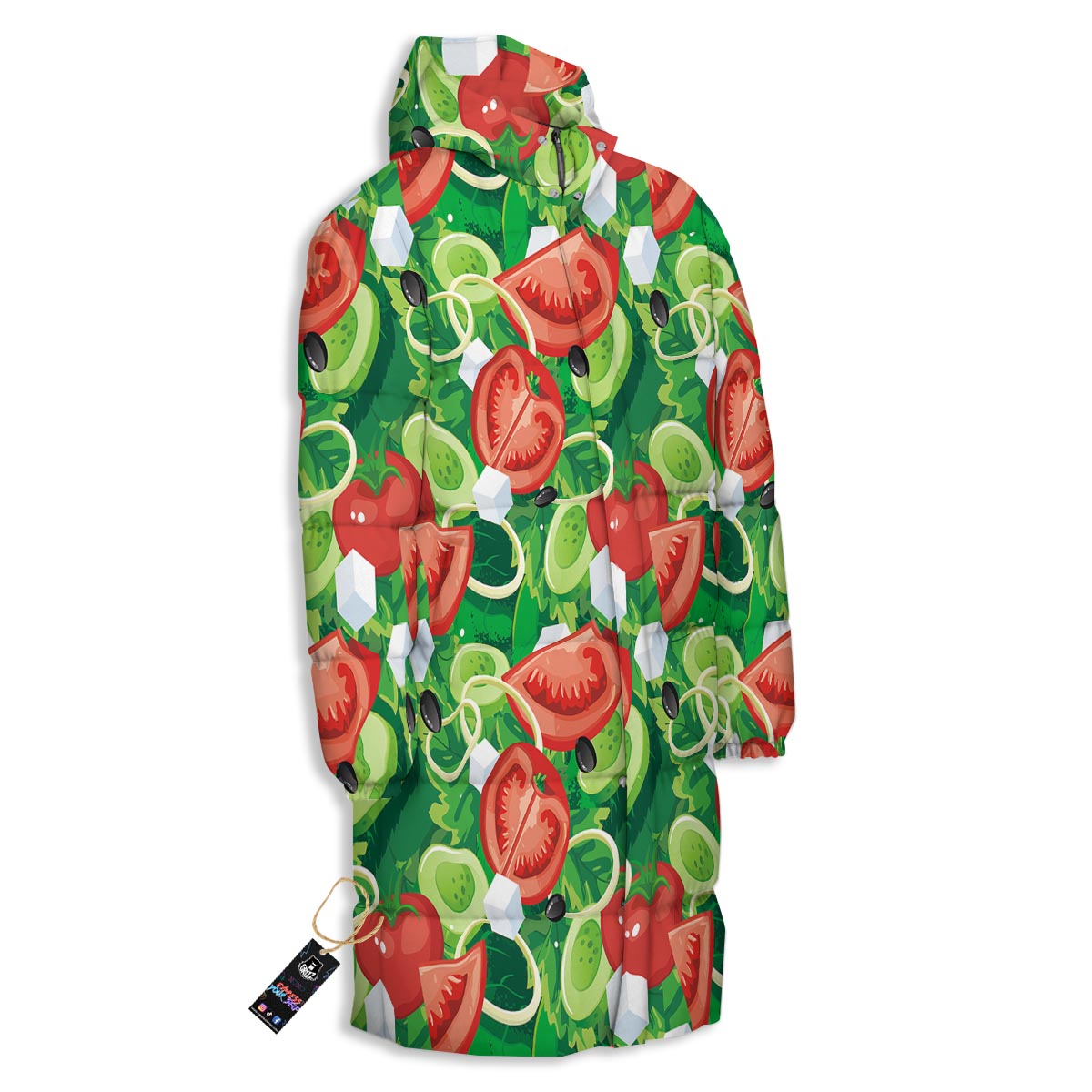 Salad Vegetable Print Pattern Long Down Jacket-grizzshop