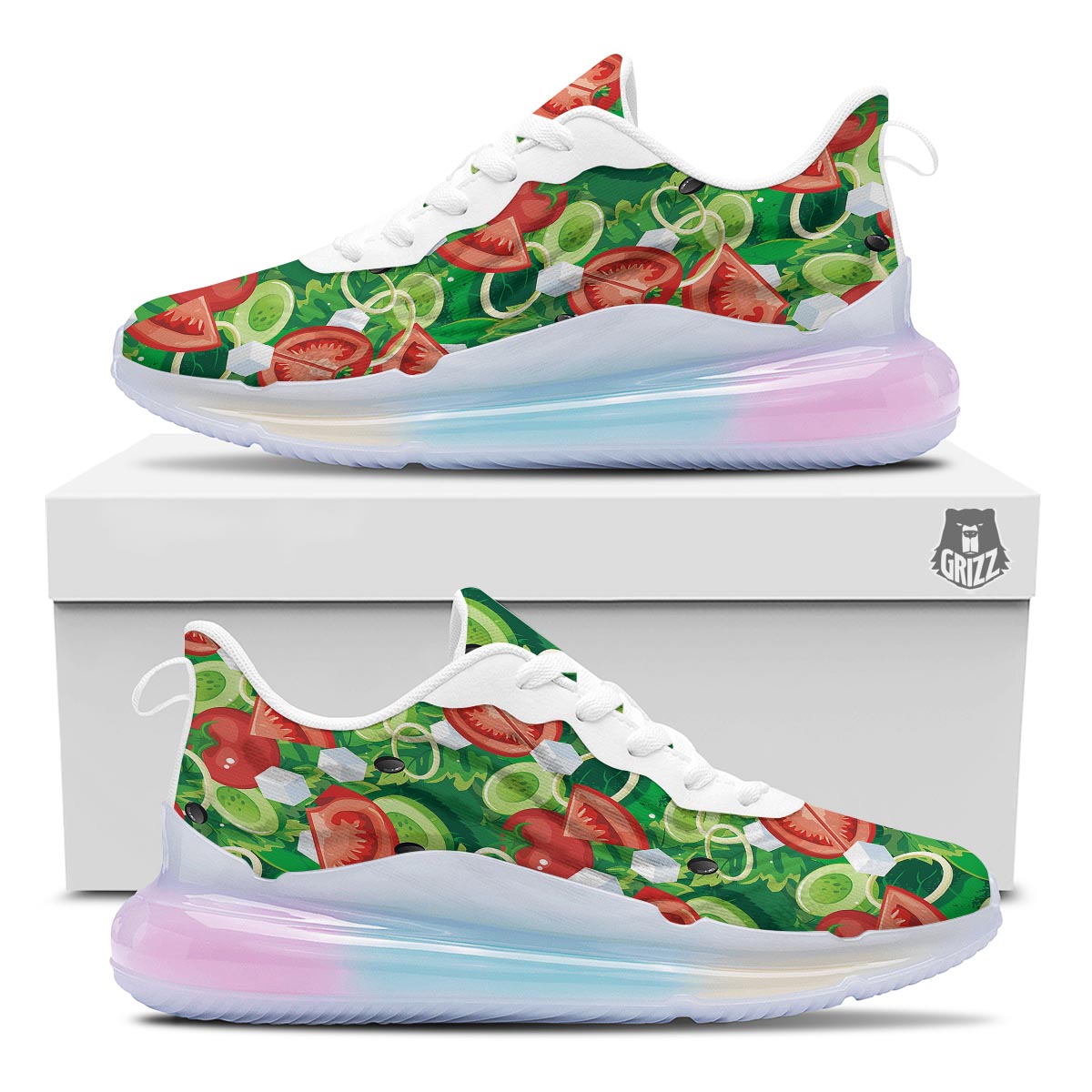 Salad Vegetable Print Pattern Running Sneakers-grizzshop