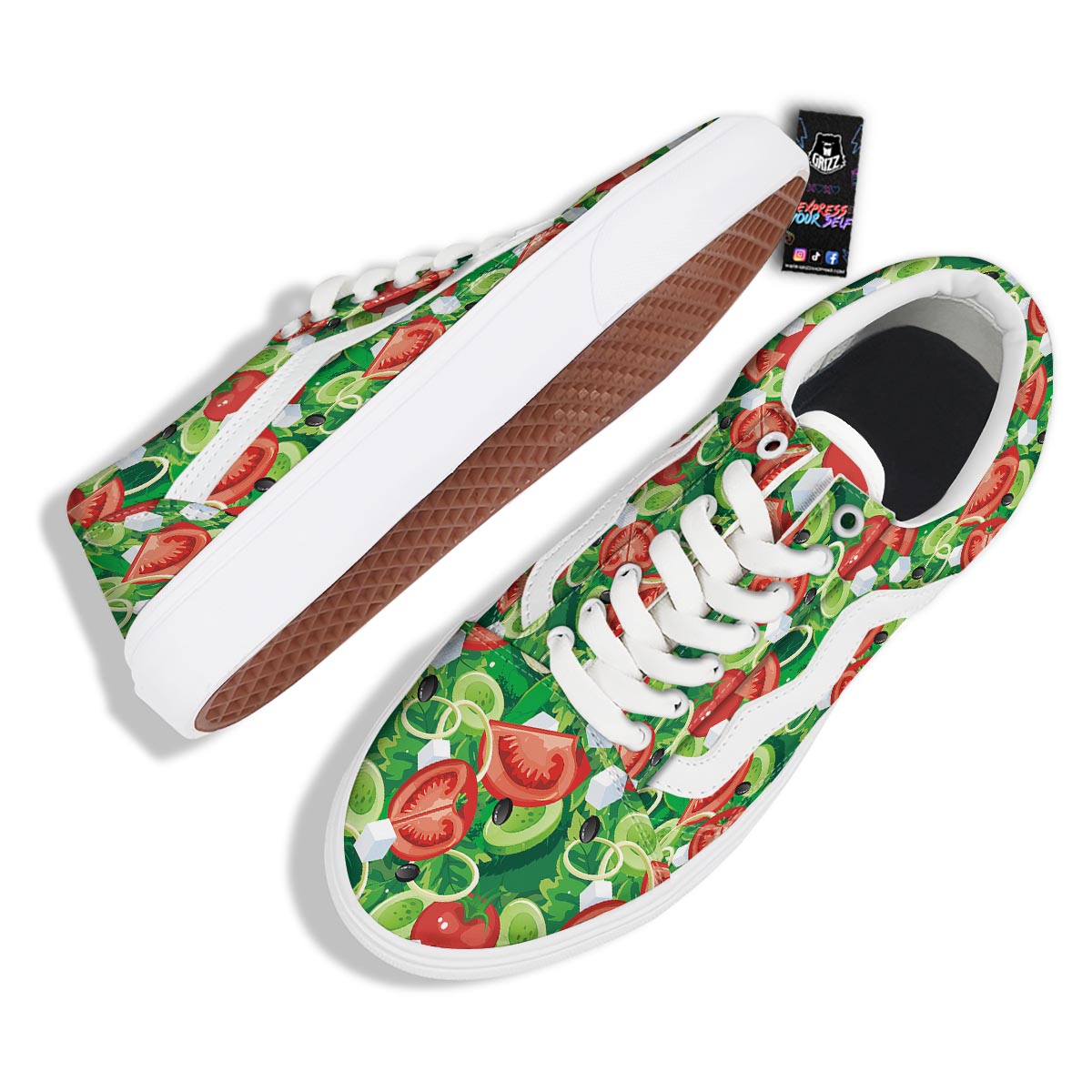 Salad Vegetable Print Pattern Skate Shoes-grizzshop