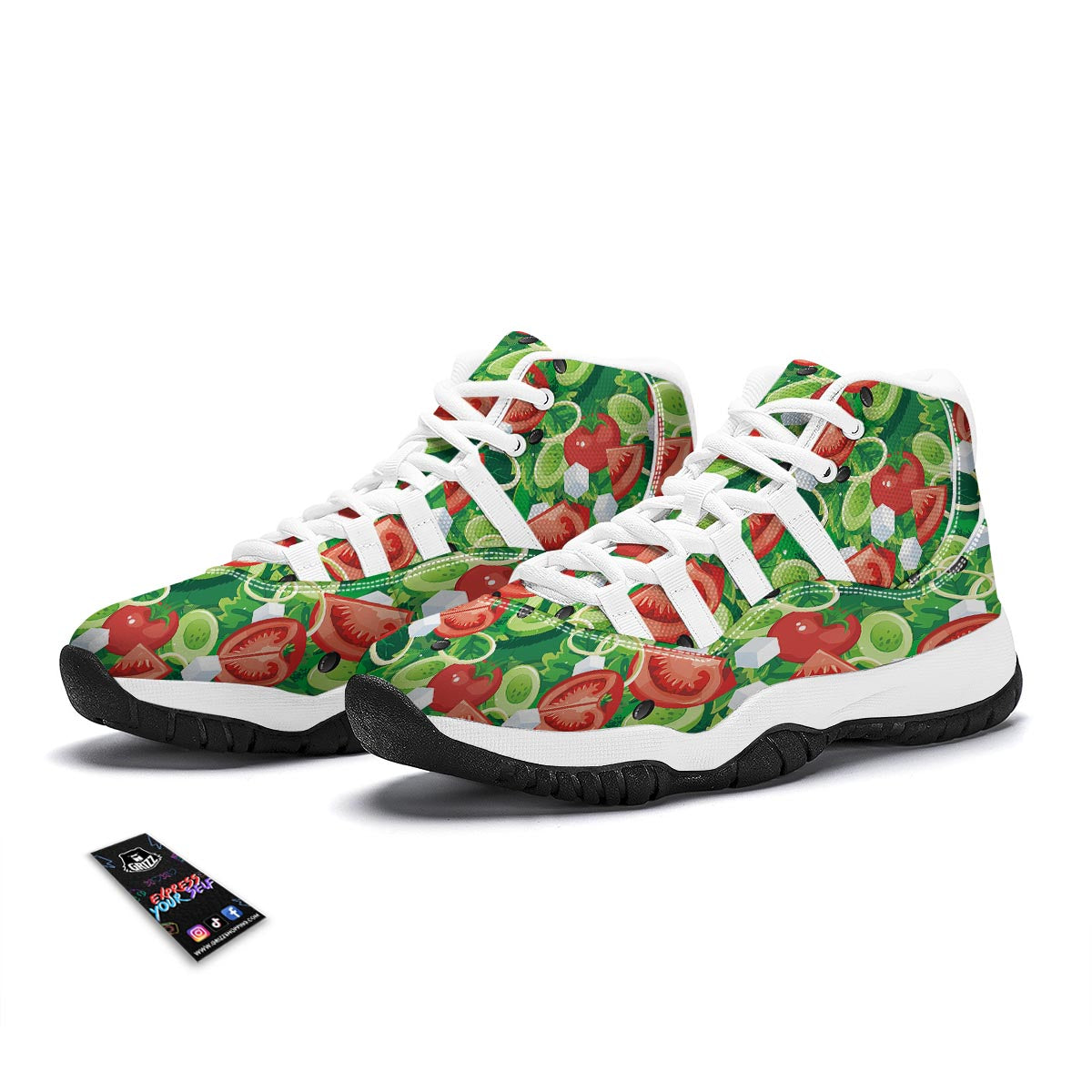 Salad Vegetable Print Pattern White Bball Shoes-grizzshop