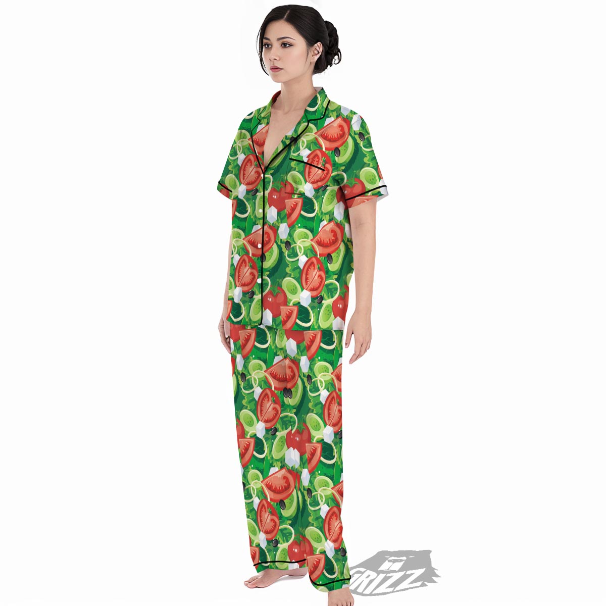Salad Vegetable Print Pattern Women's Pajamas Set-grizzshop
