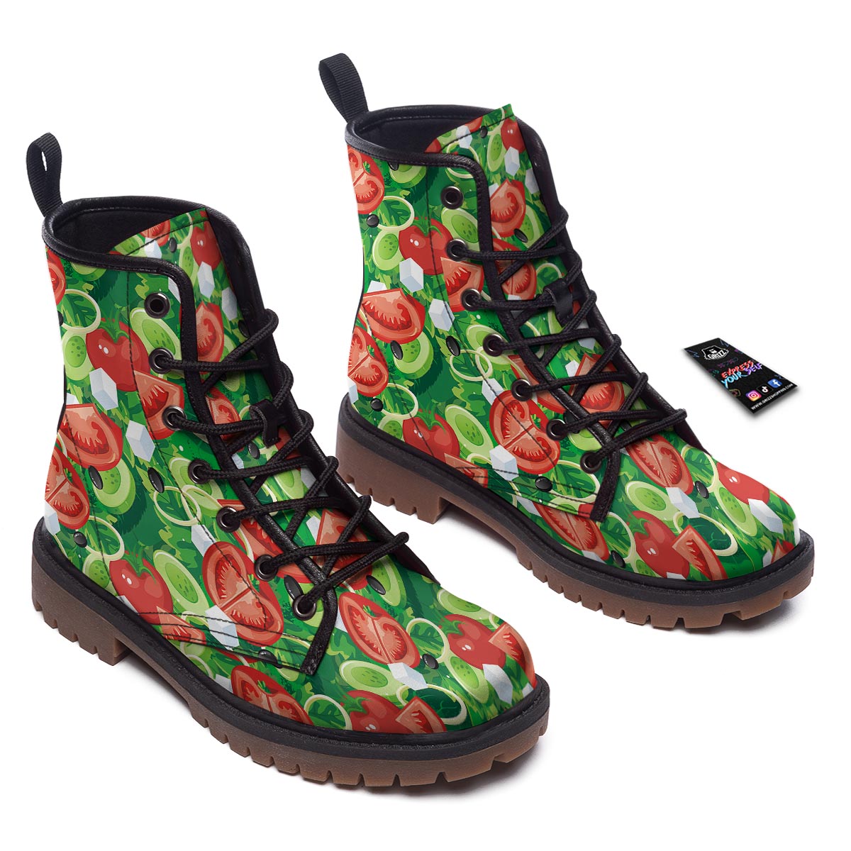 Salad Vegetable Print Pattern Work Boots-grizzshop