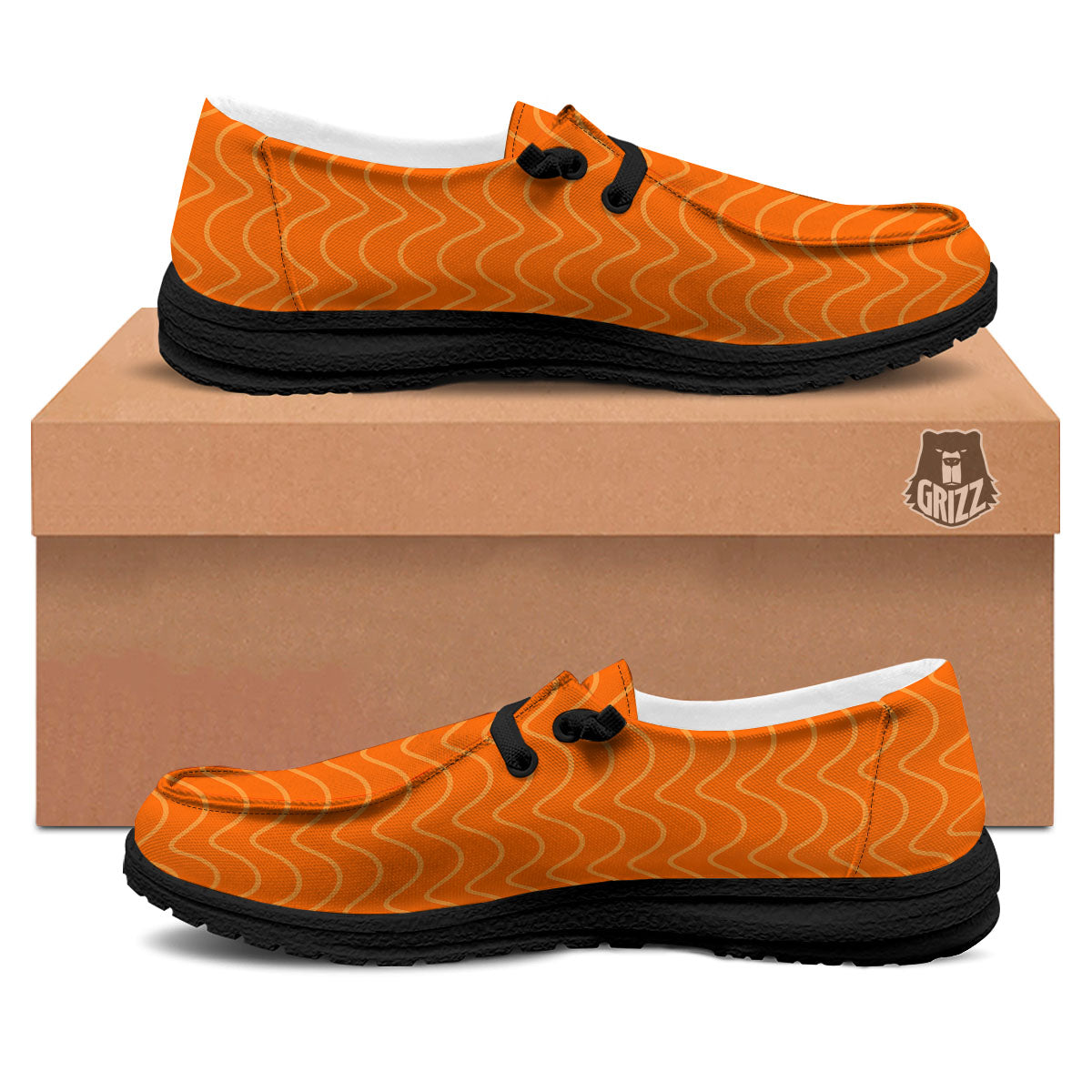 Salmon Fillet Print Black Loafers-grizzshop