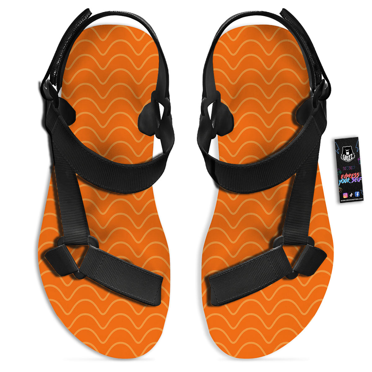Salmon Fillet Print Black Open Toe Sandals-grizzshop