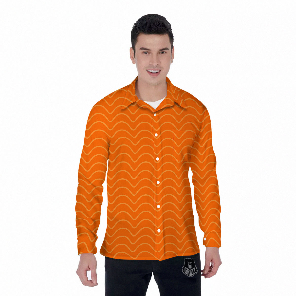 Salmon Fillet Print Men's Long Sleeve Shirts-grizzshop