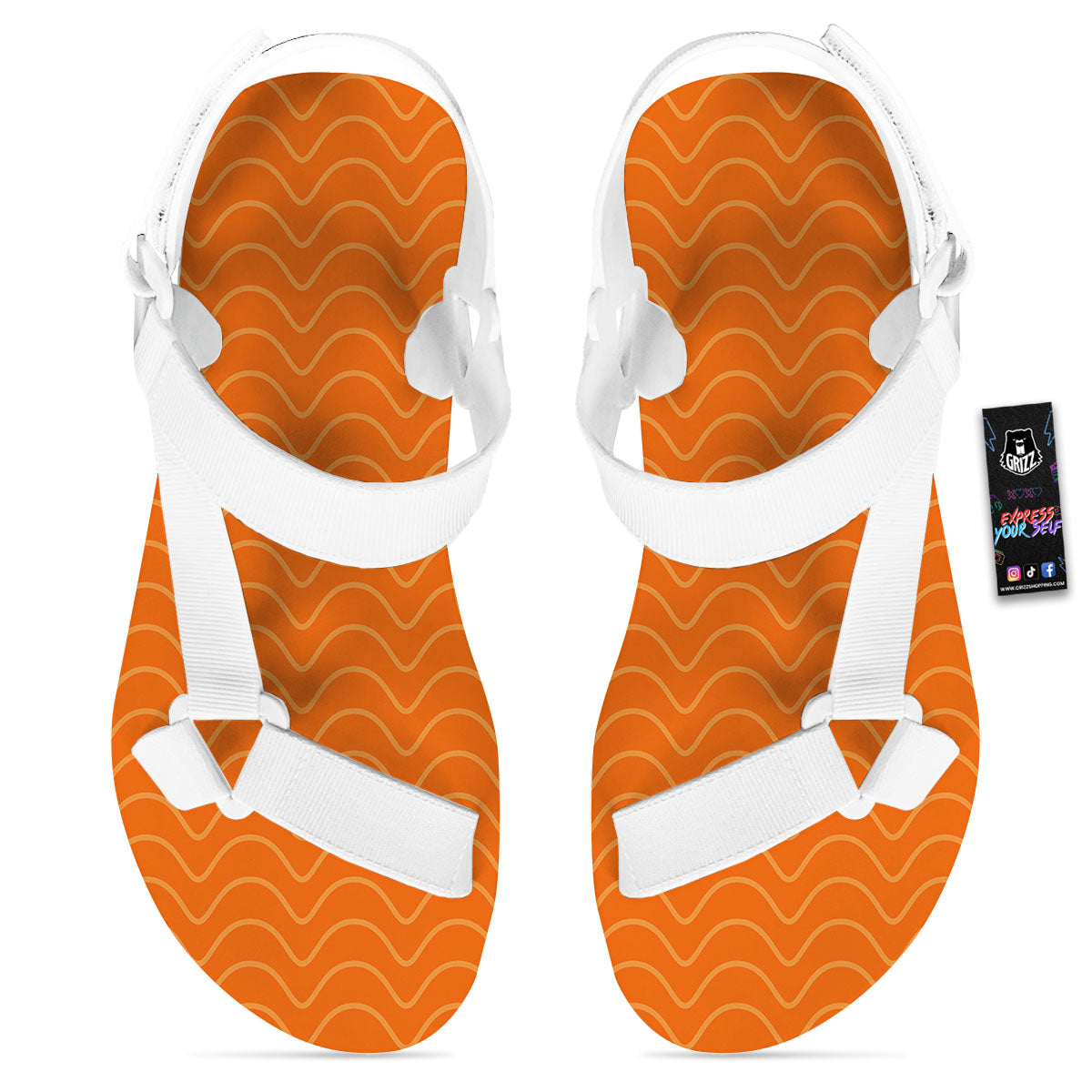 Salmon Fillet Print White Open Toe Sandals-grizzshop