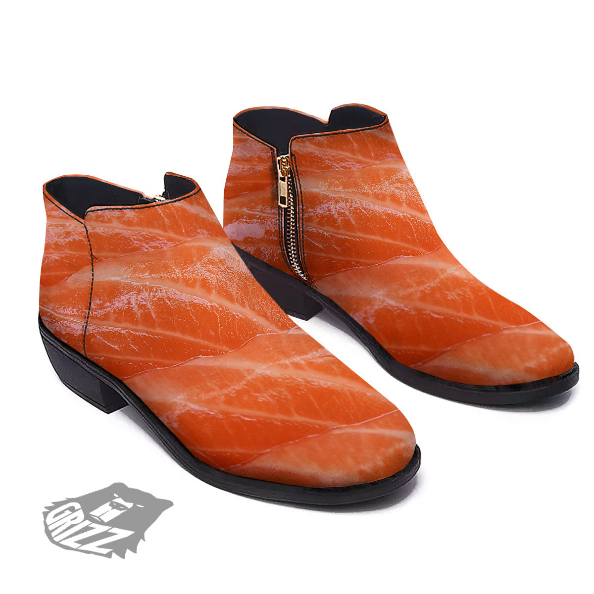 Salmon Print Ankle Boots-grizzshop