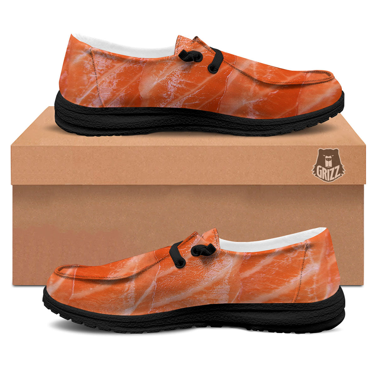 Salmon Print Black Loafers-grizzshop