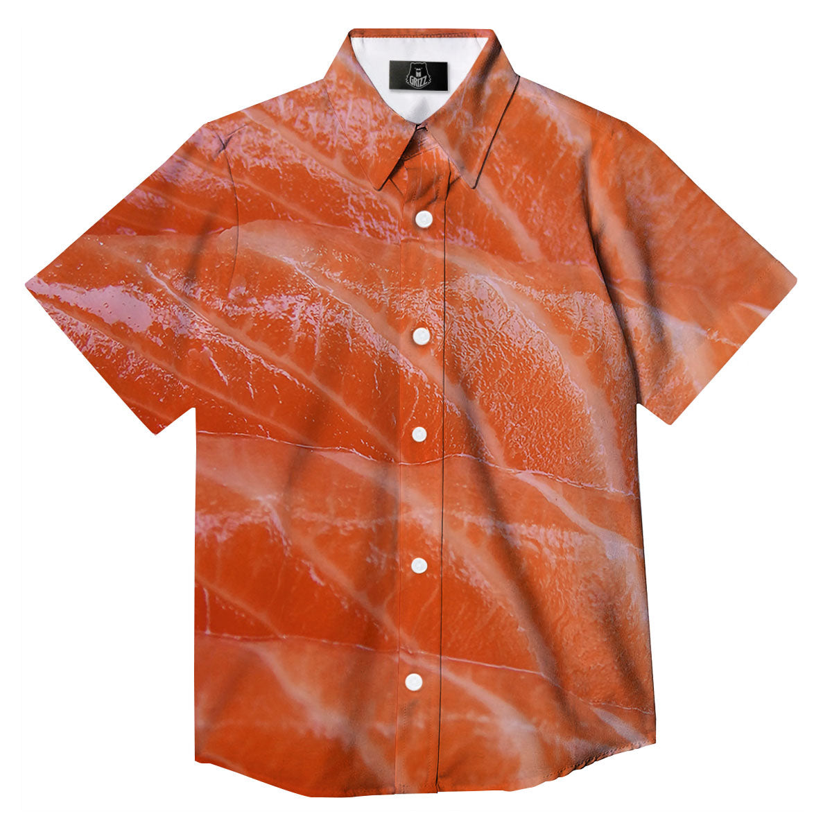 Salmon Print Button Up Shirt-grizzshop
