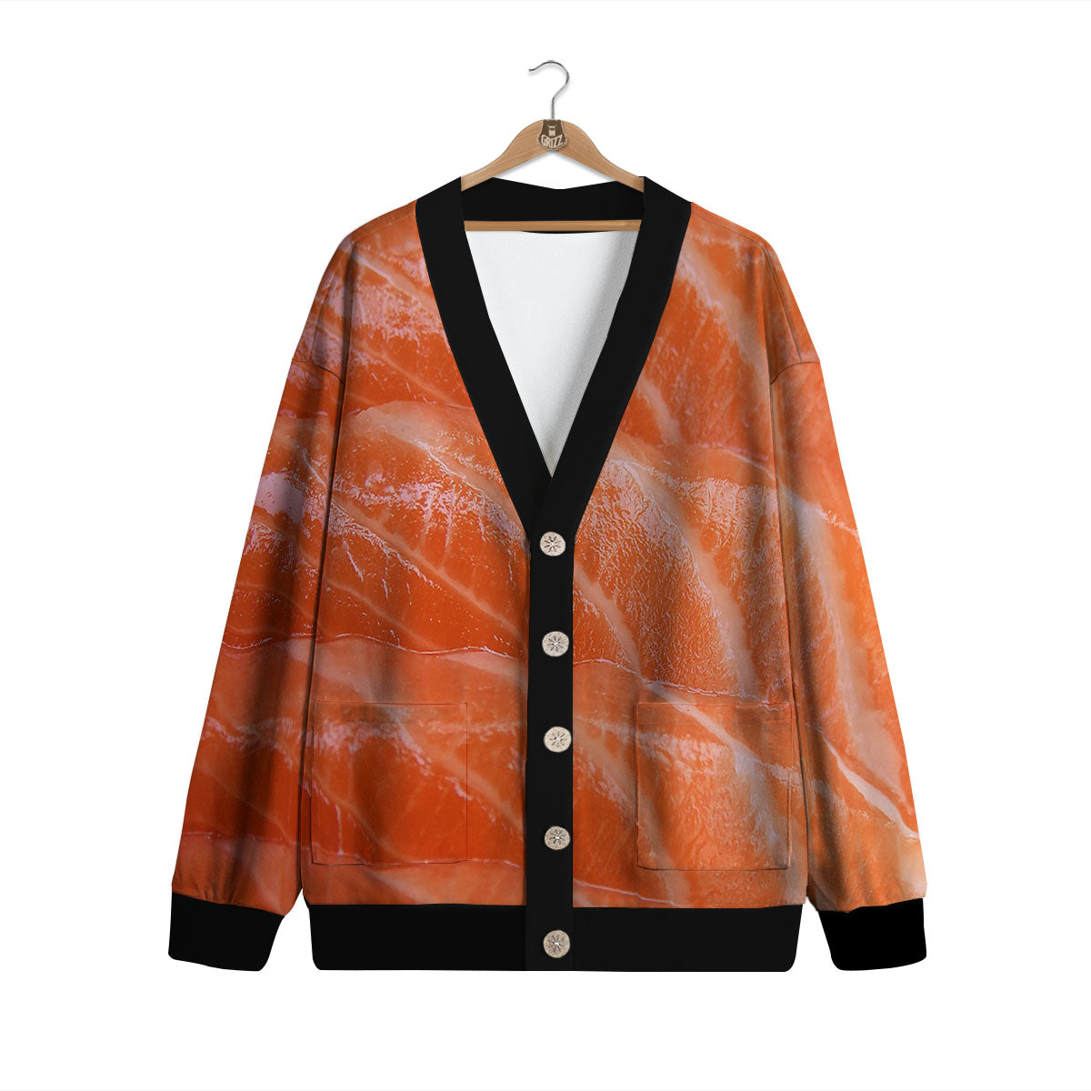 Salmon Print Cardigan-grizzshop