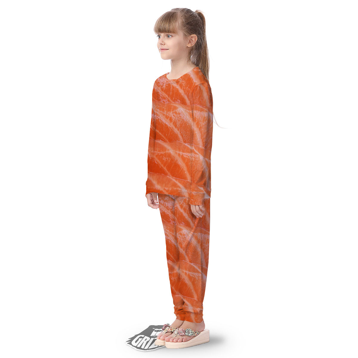 Salmon Print Kid's Pajamas-grizzshop