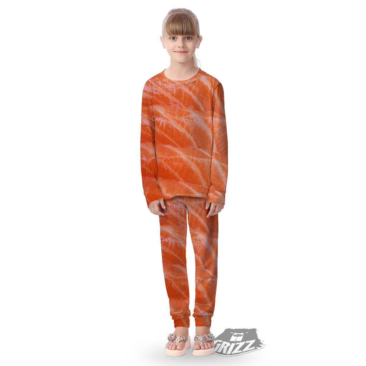 Salmon Print Kid's Pajamas-grizzshop
