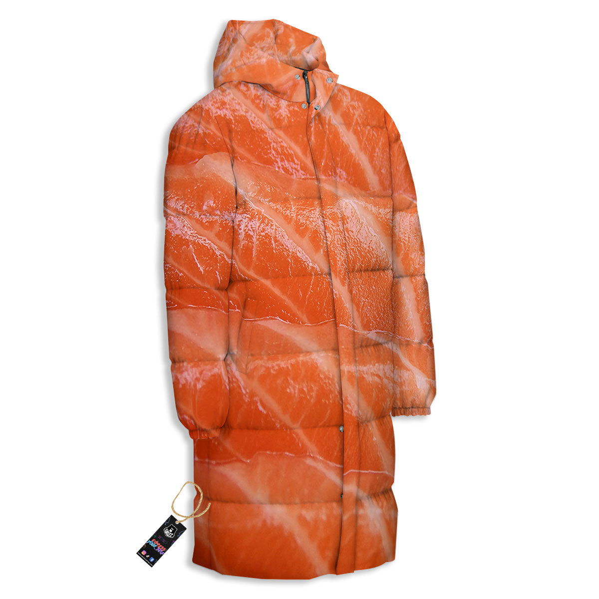 Salmon Print Long Down Jacket-grizzshop