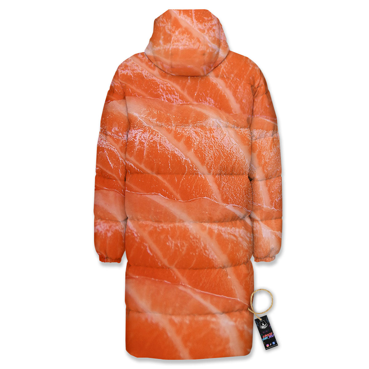 Salmon Print Long Down Jacket-grizzshop