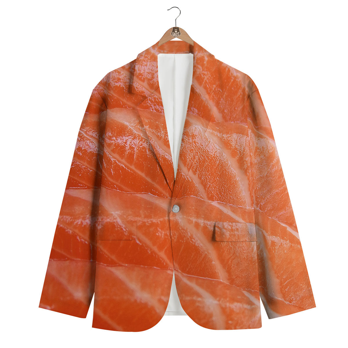 Salmon Print Men's Blazer-grizzshop