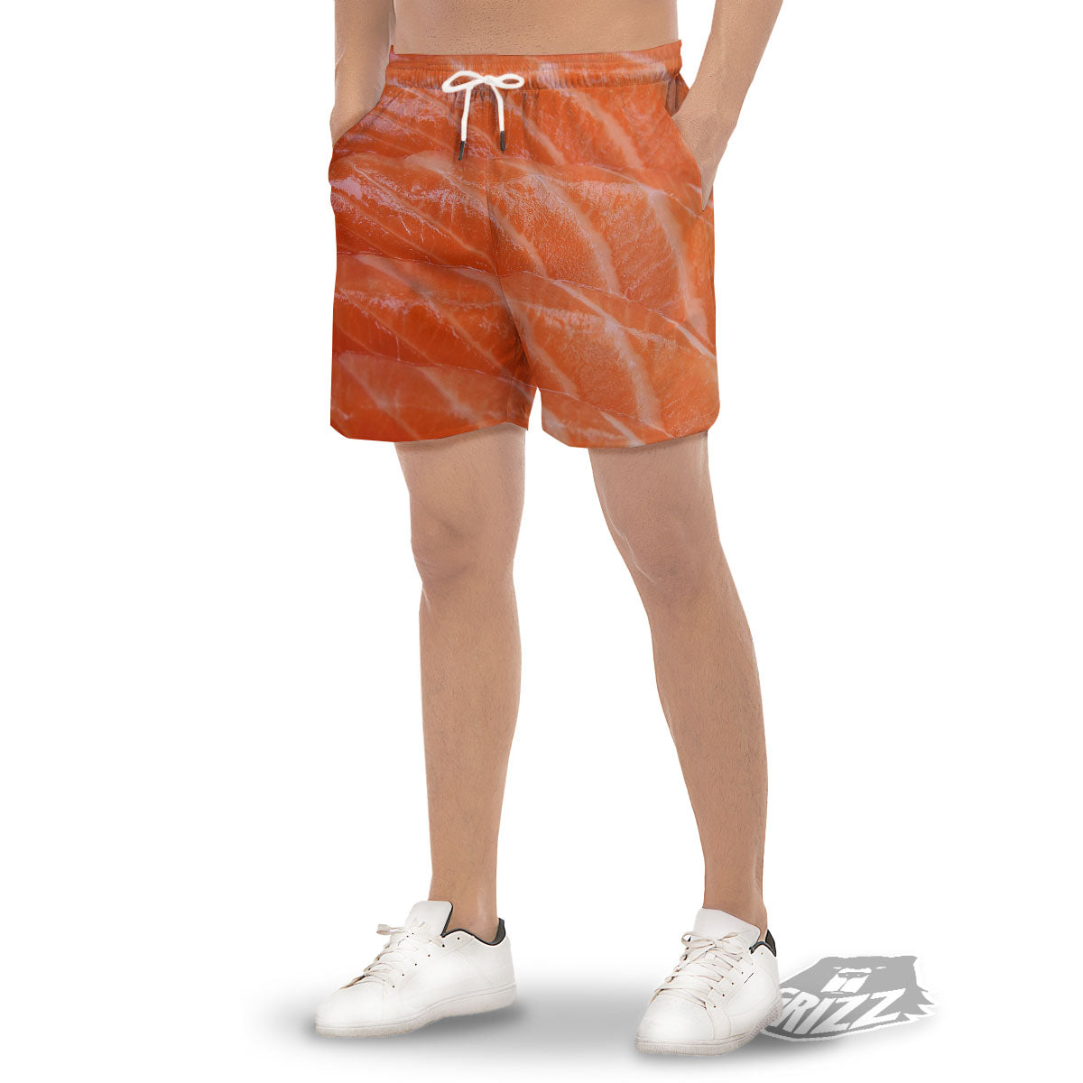 Salmon Print Men's Gym Shorts-grizzshop