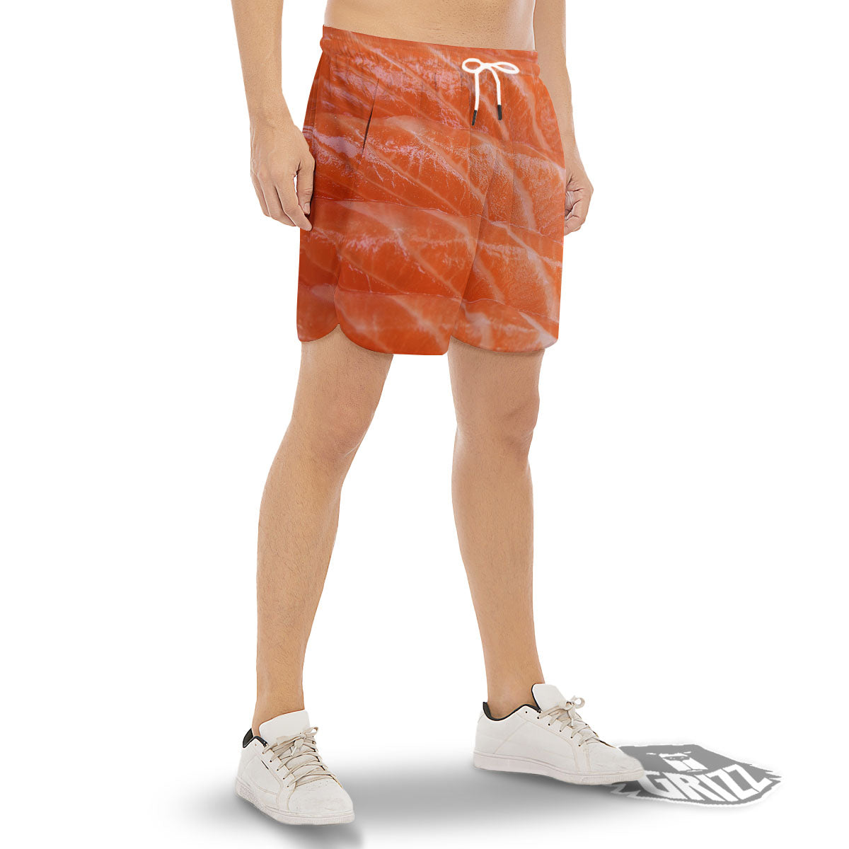 Salmon Print Men's Gym Shorts-grizzshop