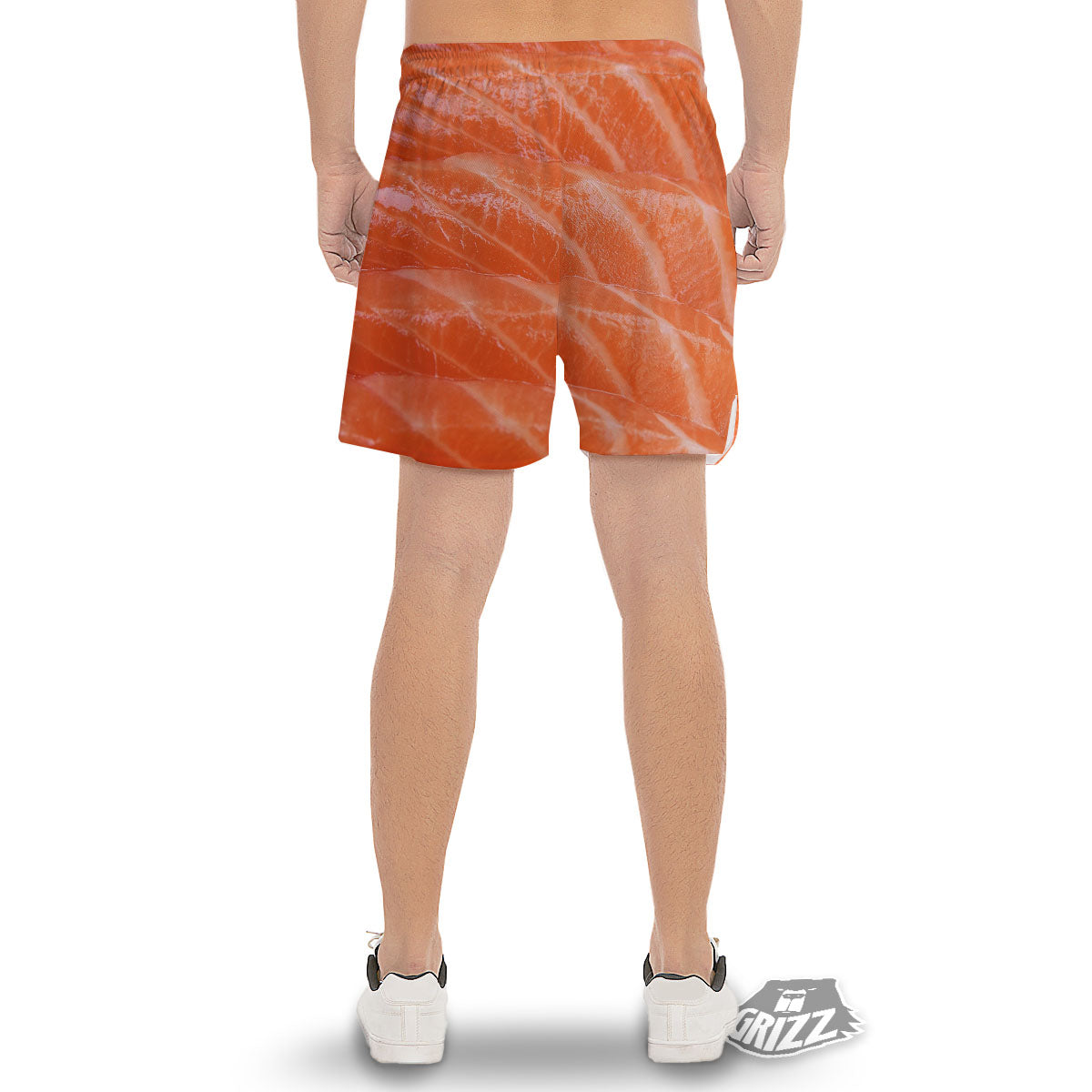 Salmon Print Men's Gym Shorts-grizzshop