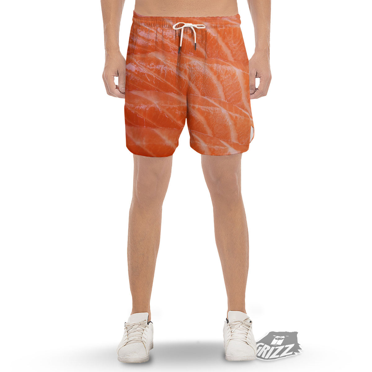 Salmon Print Men's Gym Shorts-grizzshop