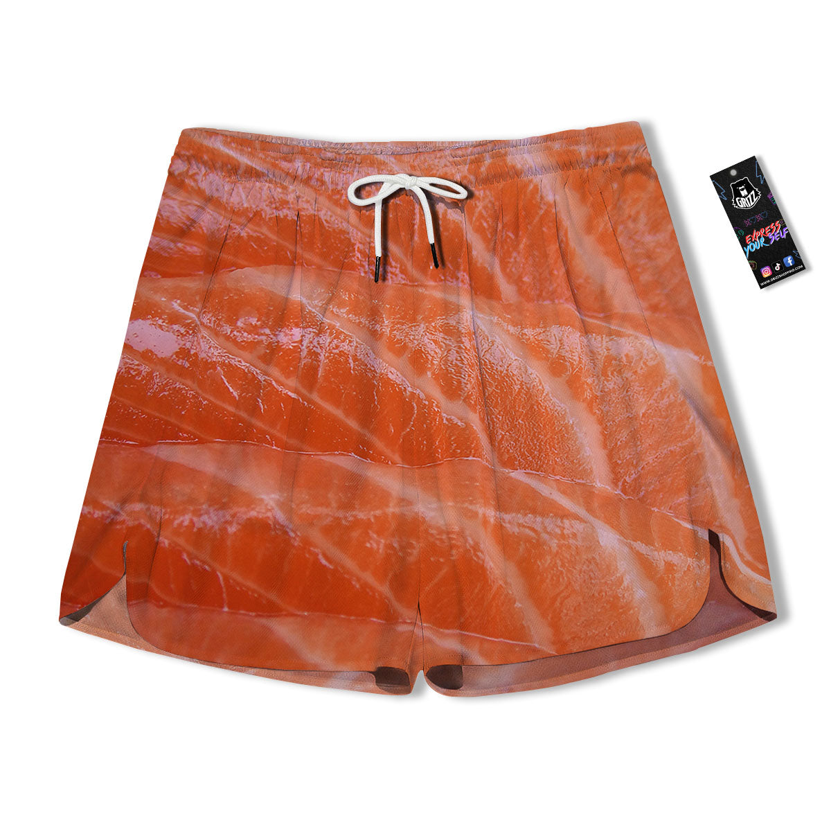 Salmon Print Men's Running Shorts-grizzshop