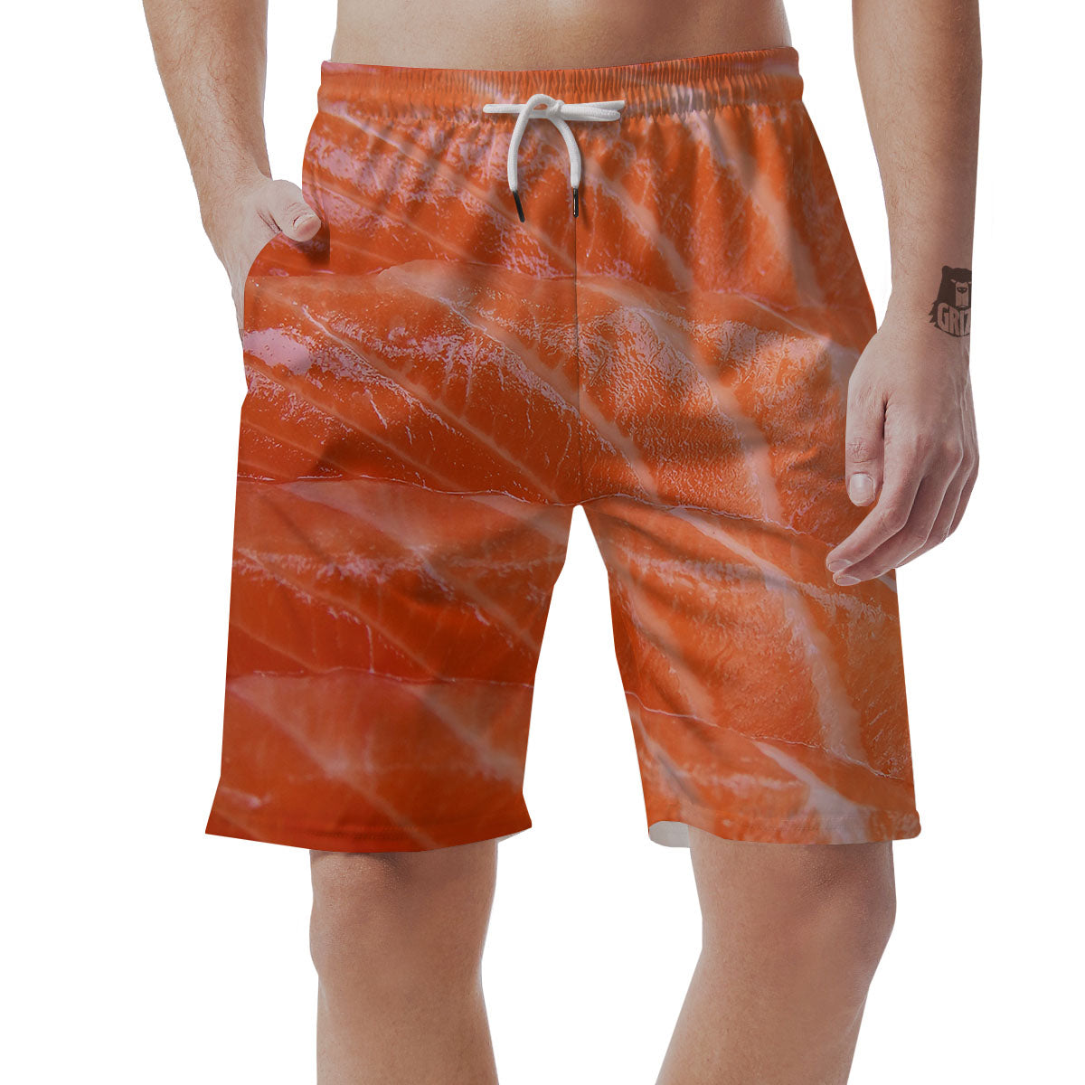 Salmon Print Men's Shorts-grizzshop