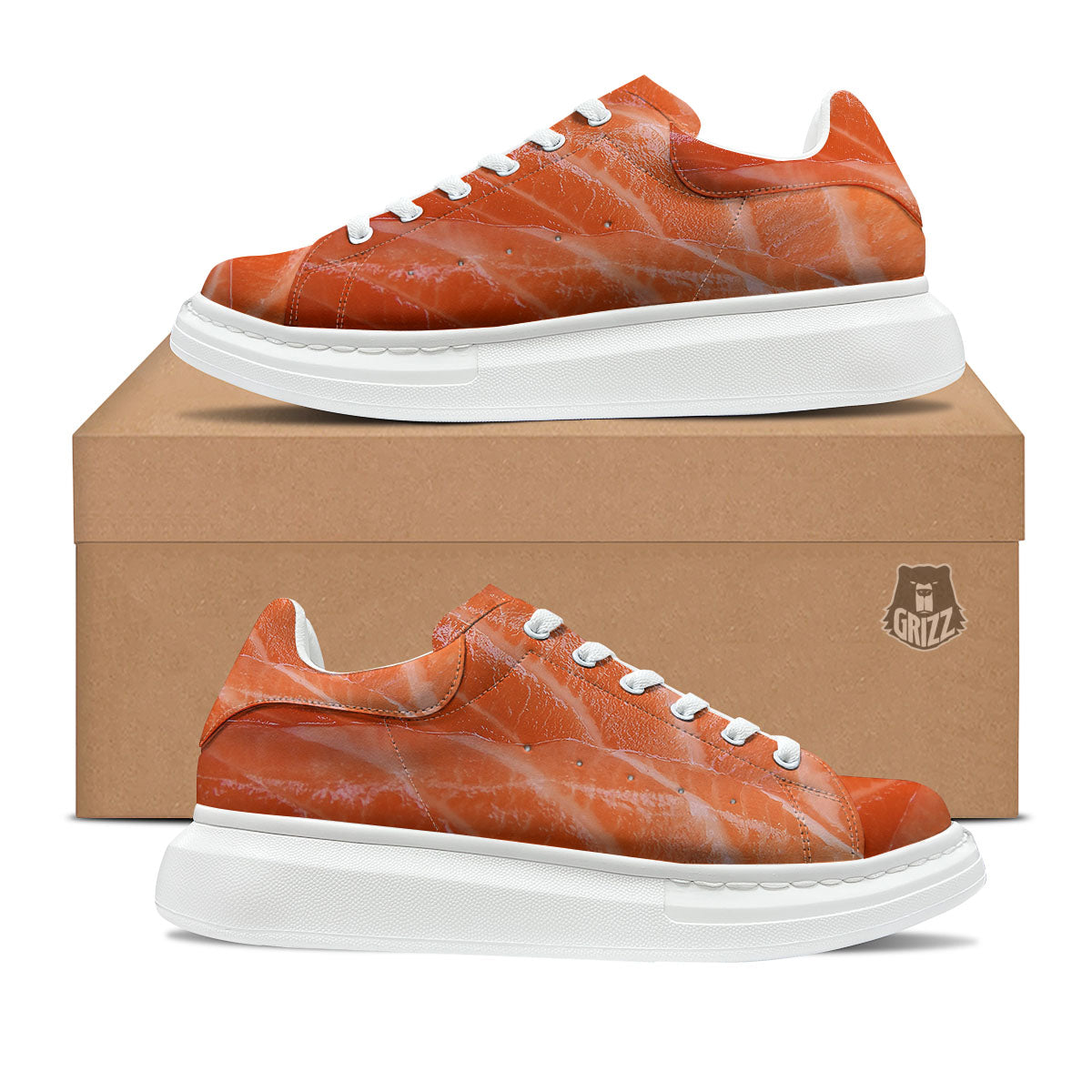 Salmon Print Platform Shoes-grizzshop