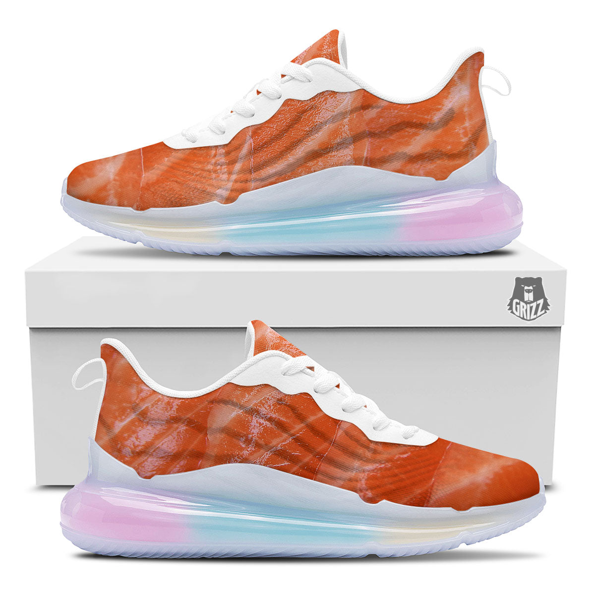 Salmon Print Running Sneakers-grizzshop
