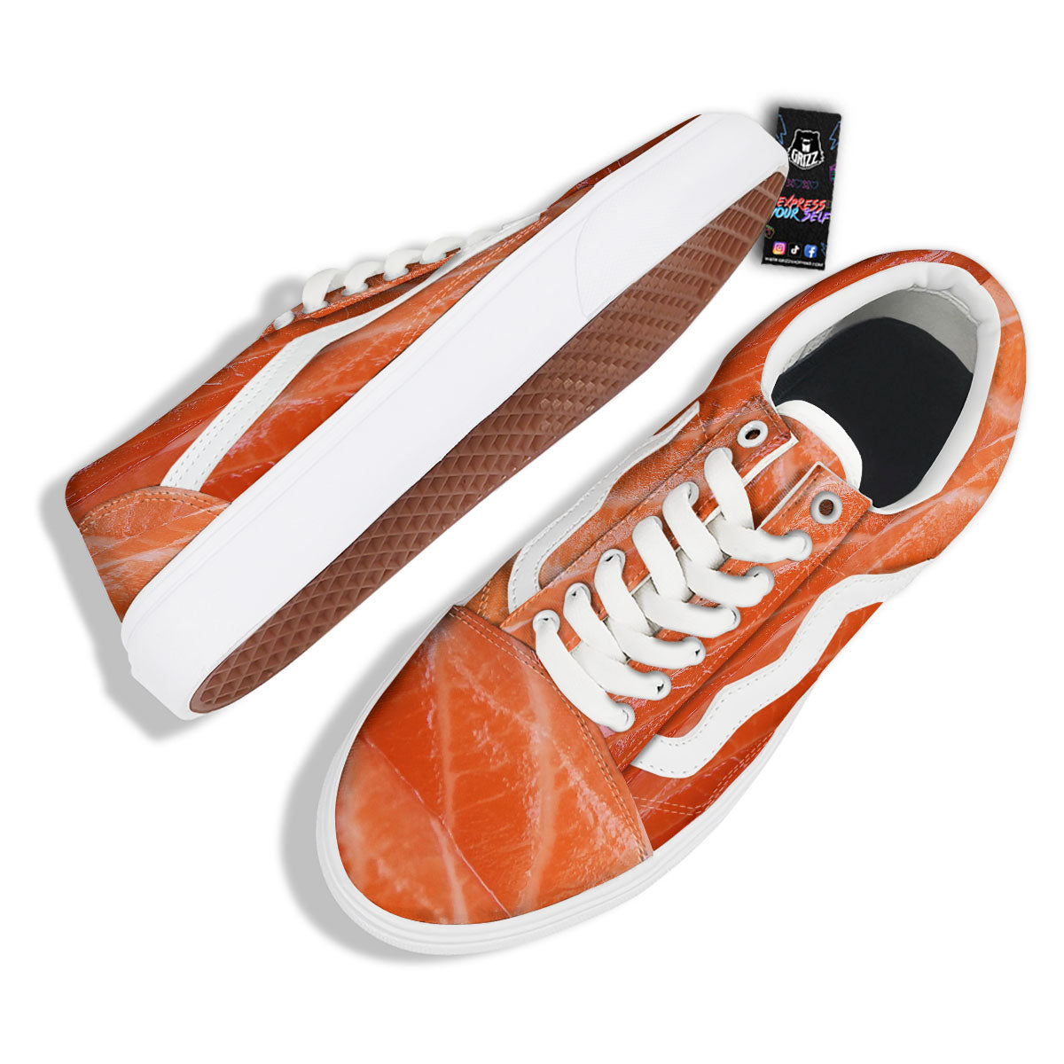 Salmon Print Skate Shoes-grizzshop