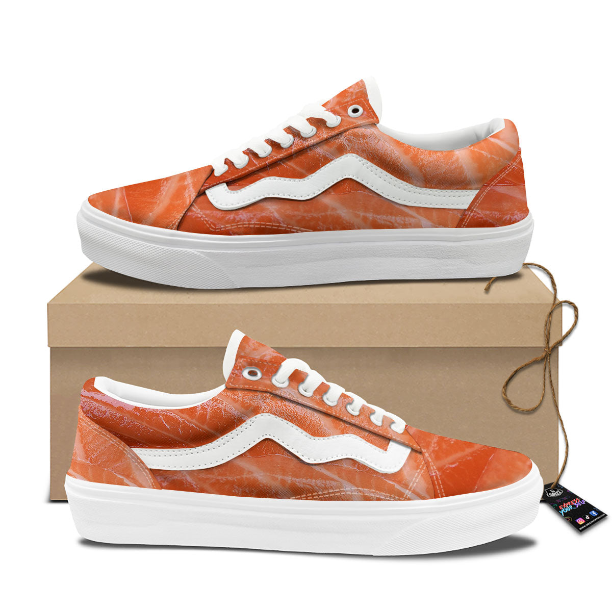 Salmon Print Skate Shoes-grizzshop