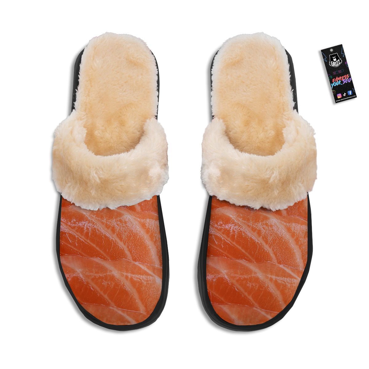 Salmon Print Slippers-grizzshop
