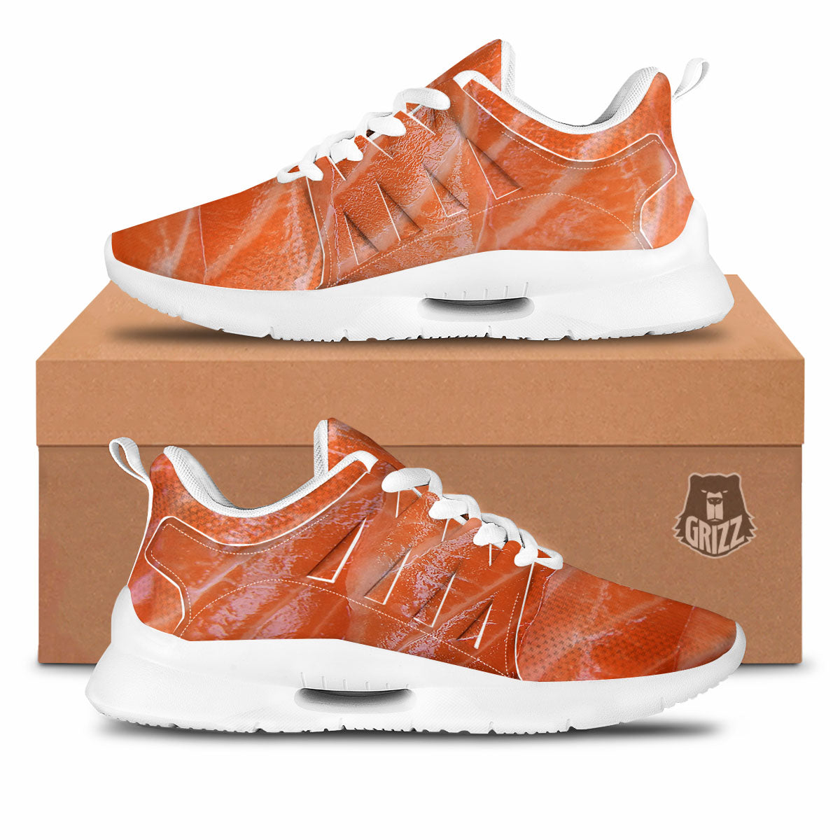 Salmon Print Tennis Shoes-grizzshop
