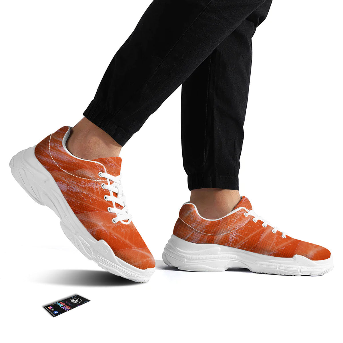 Salmon Print White Chunky Shoes-grizzshop