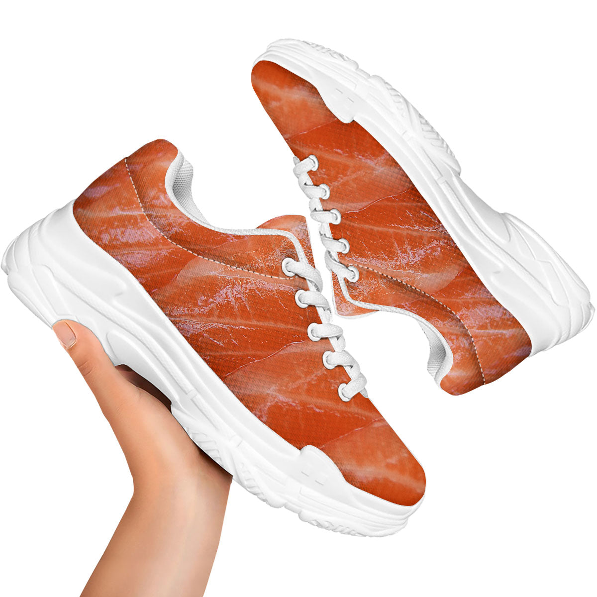 Salmon Print White Chunky Shoes-grizzshop