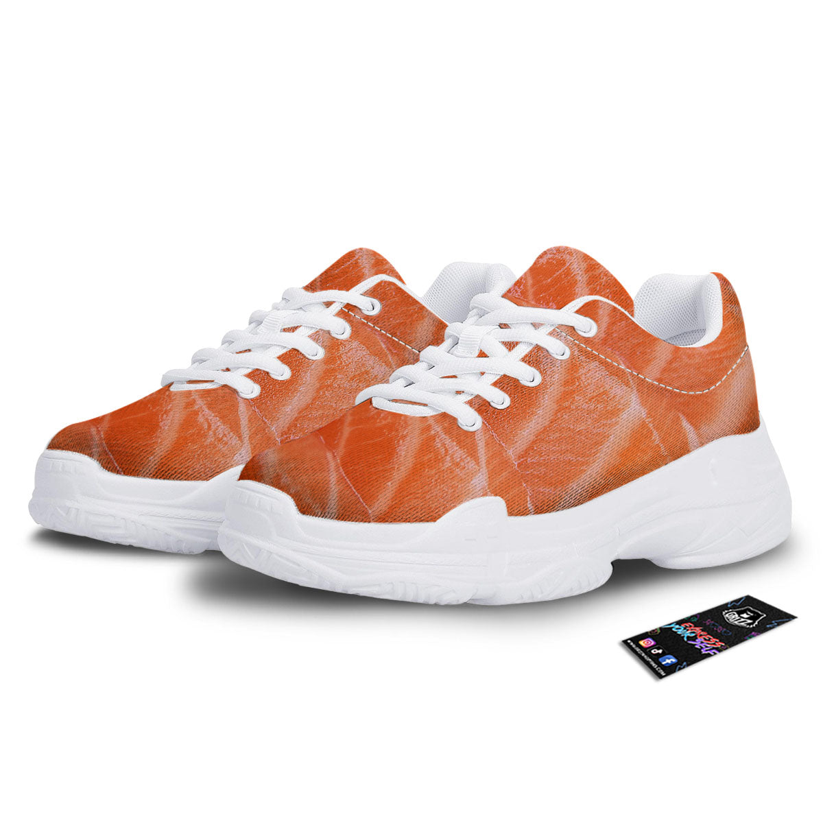 Salmon Print White Chunky Shoes-grizzshop