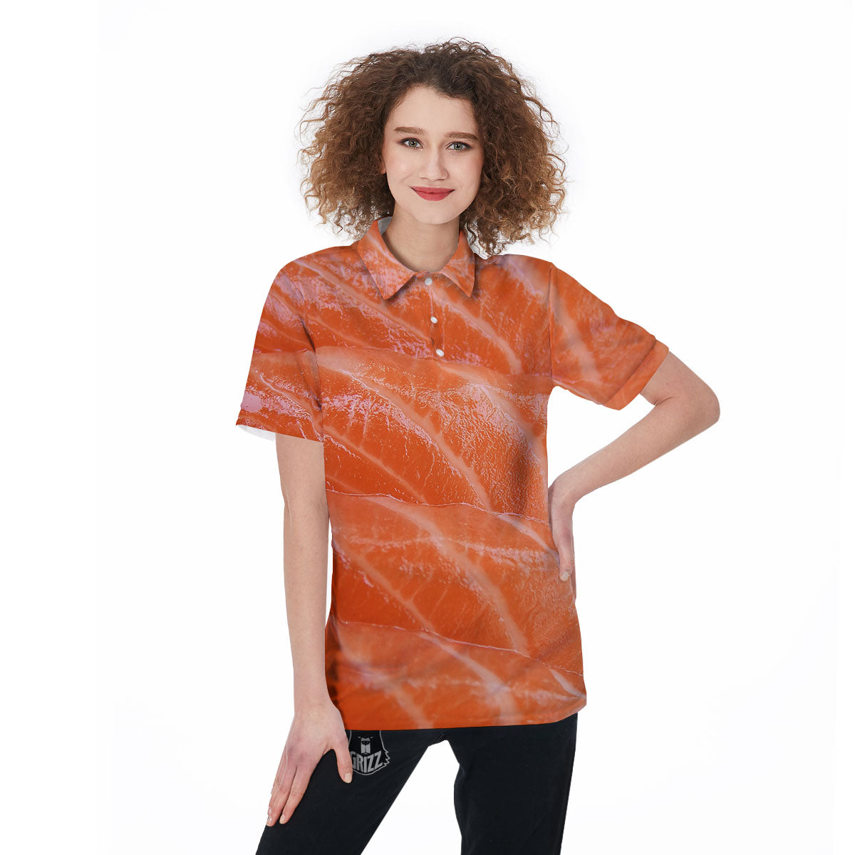 Salmon Print Women's Golf Shirts-grizzshop
