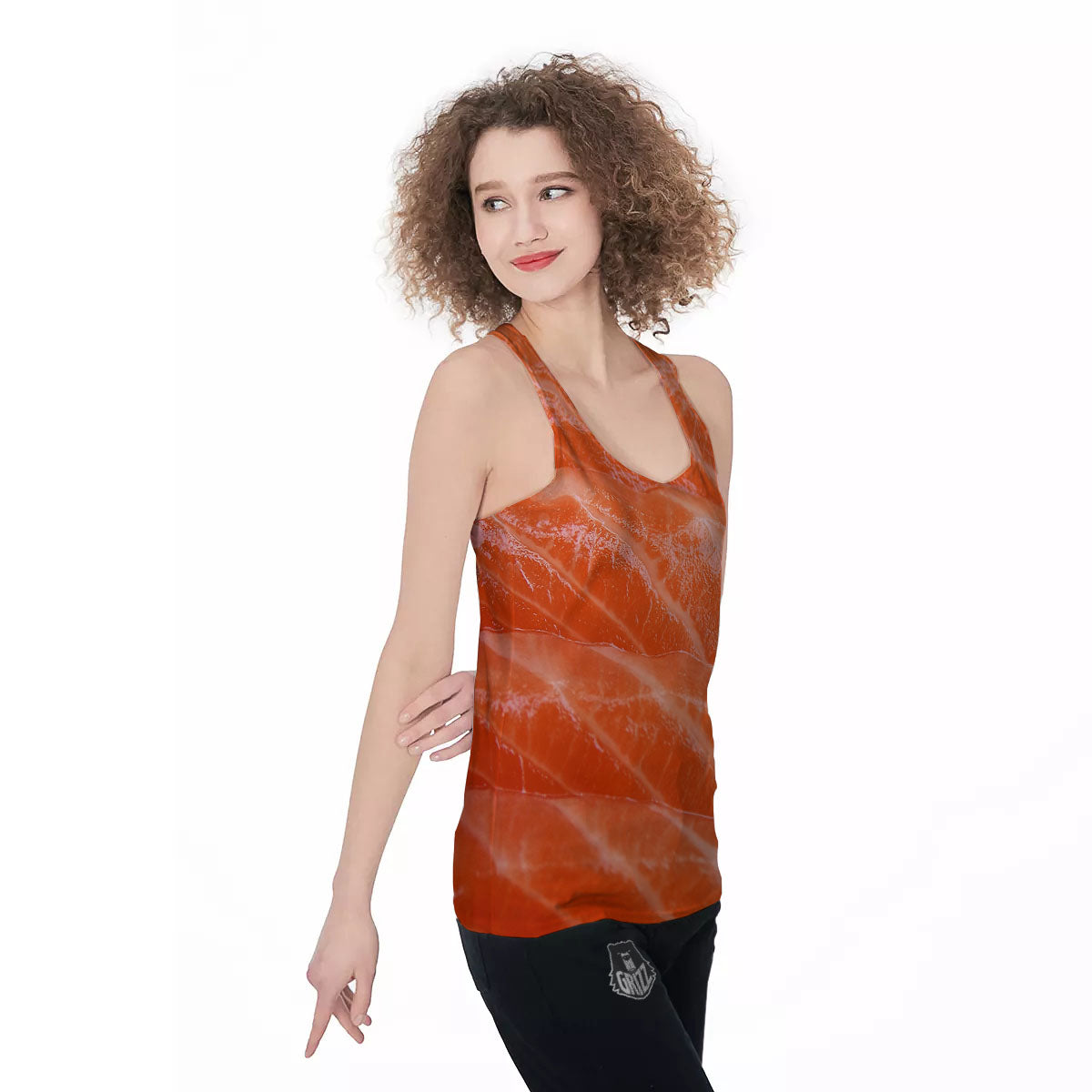 Salmon Print Women's Racerback Tank Top-grizzshop