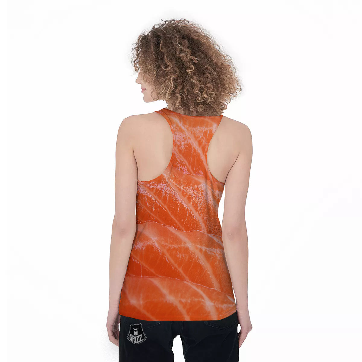 Salmon Print Women's Racerback Tank Top-grizzshop