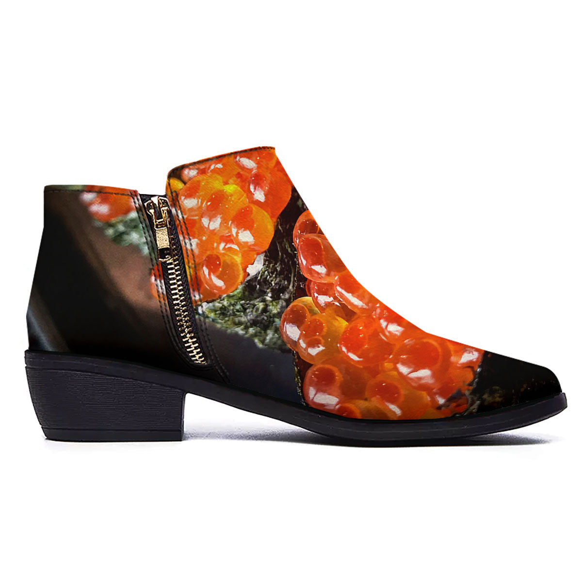 Salmon Roe Sushi Print Ankle Boots-grizzshop