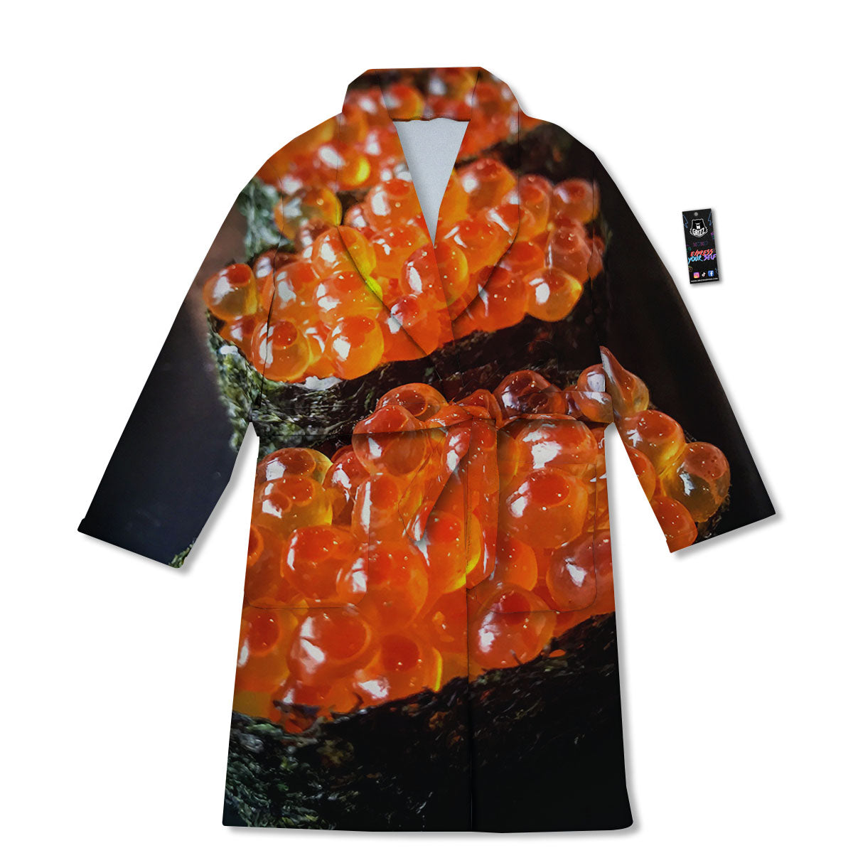 Salmon Roe Sushi Print Bathrobe-grizzshop