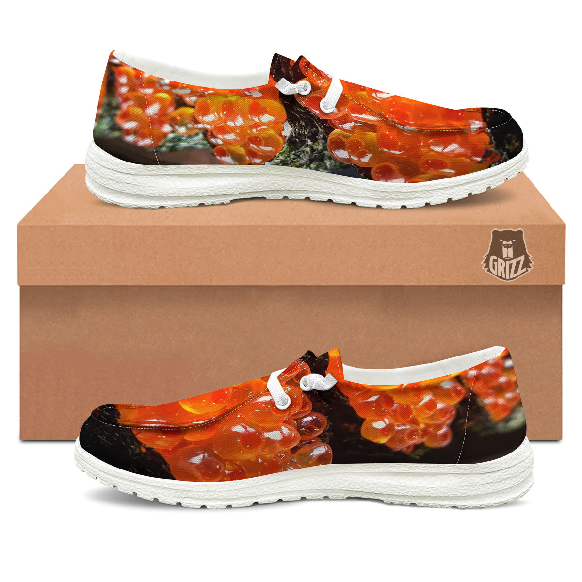 Salmon Roe Sushi Print Black Loafers-grizzshop