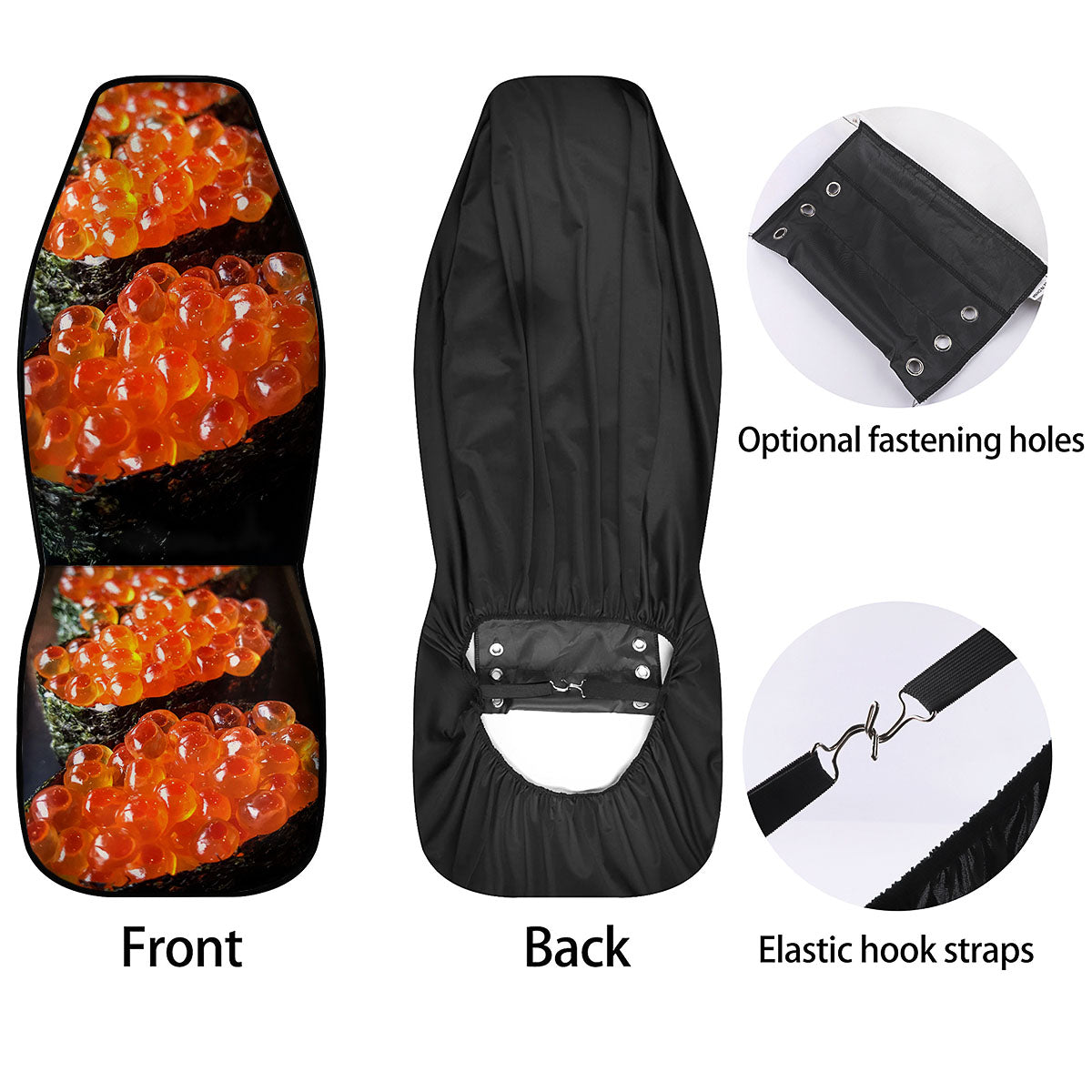 Salmon Roe Sushi Print Car Seat Covers-grizzshop