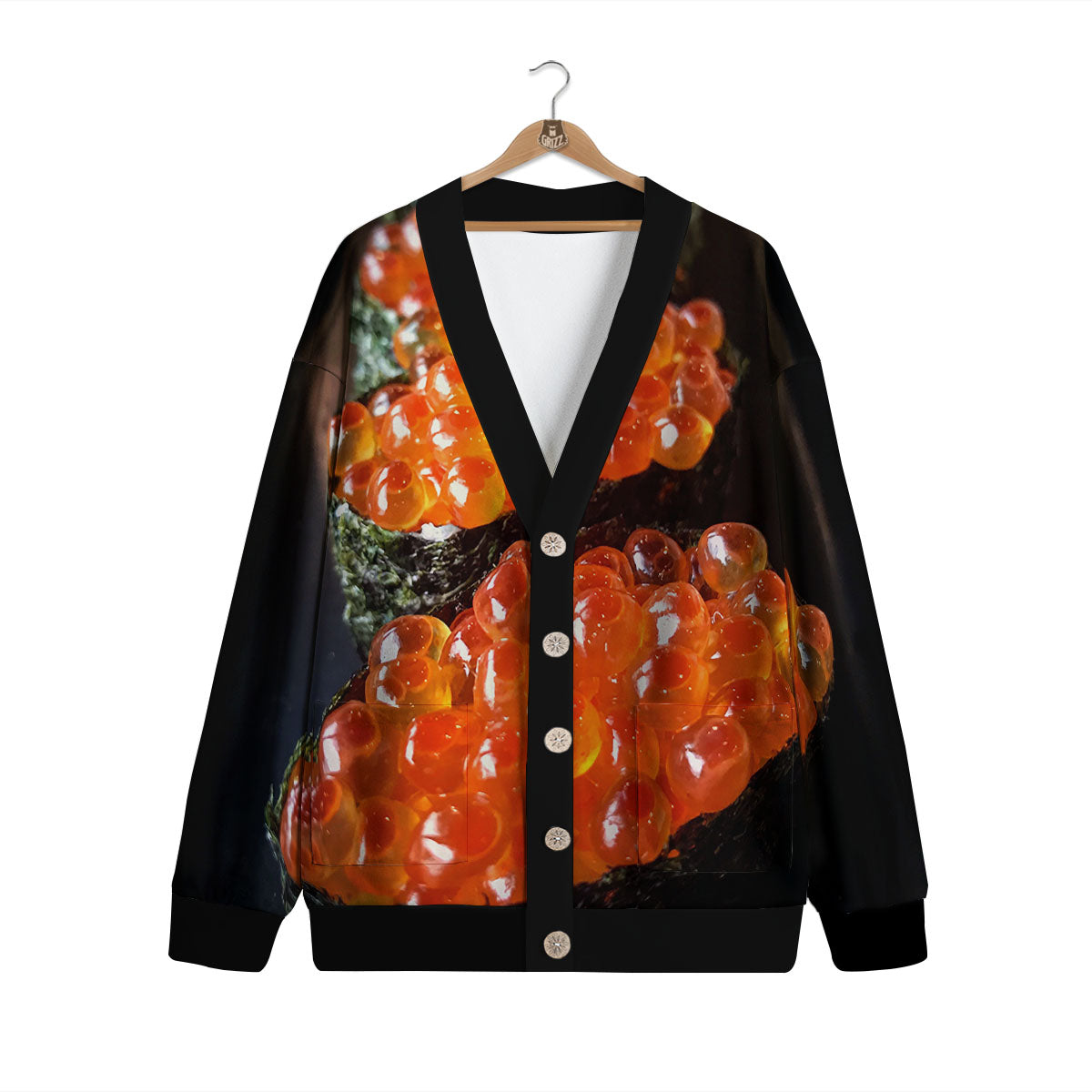 Salmon Roe Sushi Print Cardigan-grizzshop