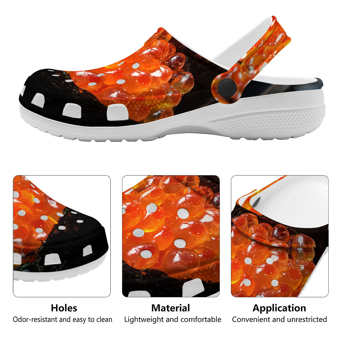 Salmon Roe Sushi Print Clog-grizzshop