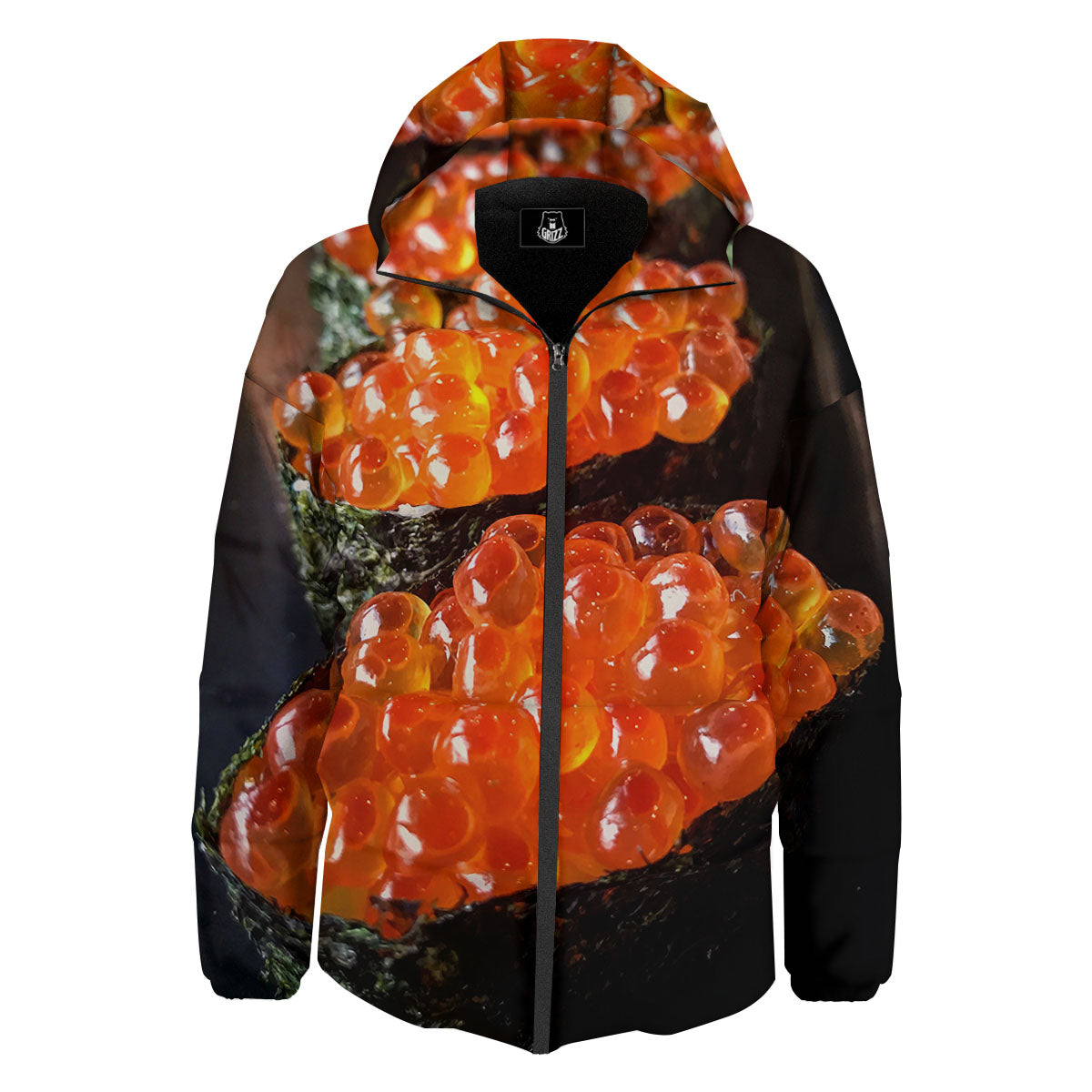 Salmon Roe Sushi Print Down Jacket-grizzshop